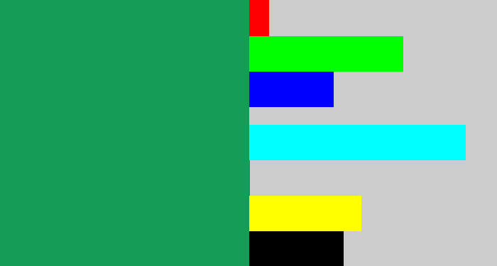 Hex color #149d56 - viridian