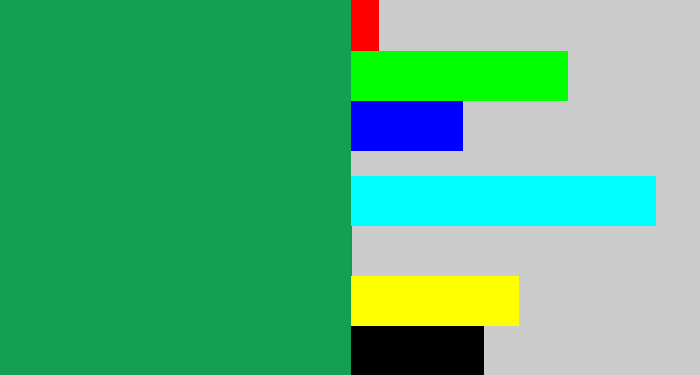 Hex color #149f52 - emerald