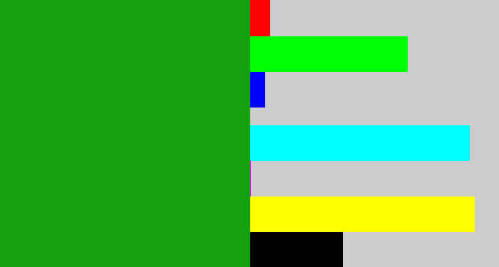 Hex color #14a110 - green