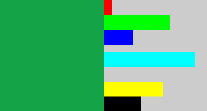 Hex color #14a447 - emerald
