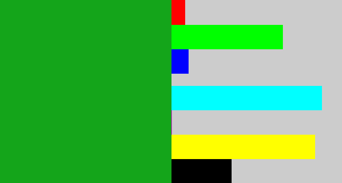 Hex color #14a51a - green