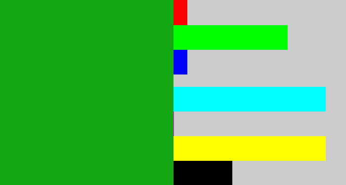 Hex color #14a815 - green