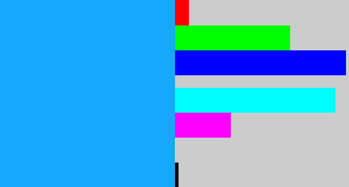 Hex color #14a9fa - azure