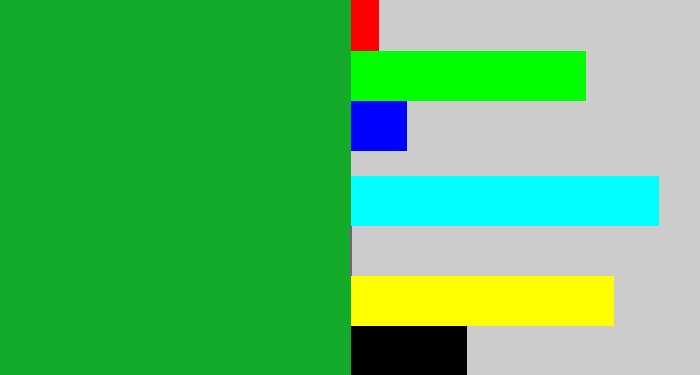Hex color #14aa2a - green