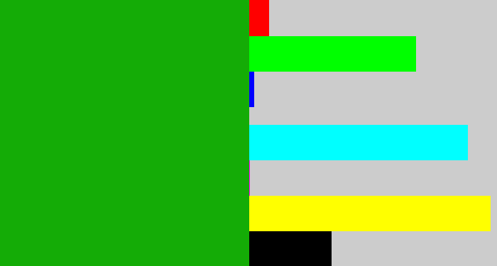 Hex color #14ac06 - green