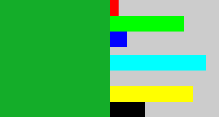 Hex color #14ad29 - green