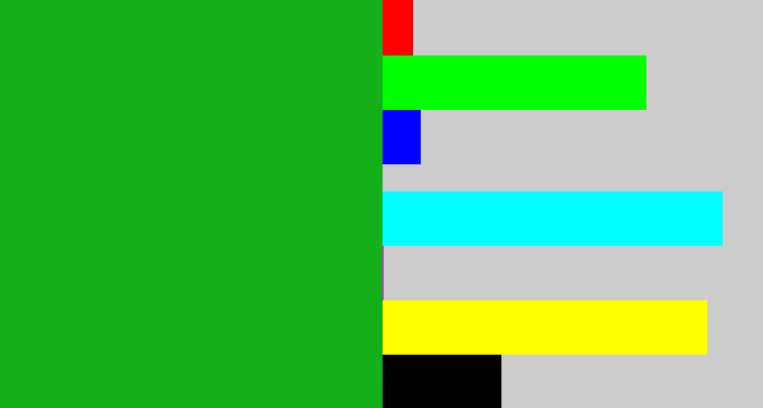 Hex color #14b01a - green