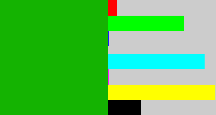 Hex color #14b301 - green