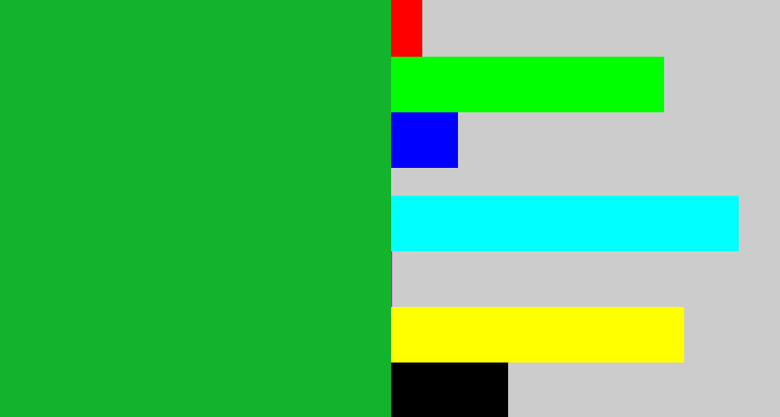 Hex color #14b32c - green