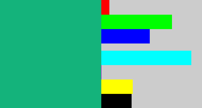 Hex color #14b37b - green teal