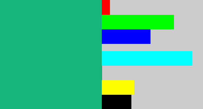 Hex color #14b67b - green teal