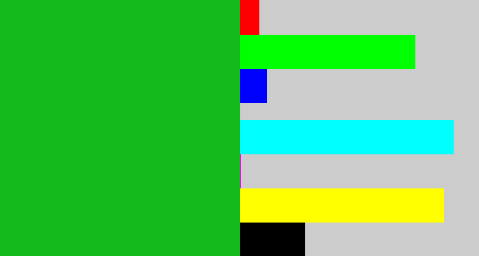 Hex color #14b91c - green