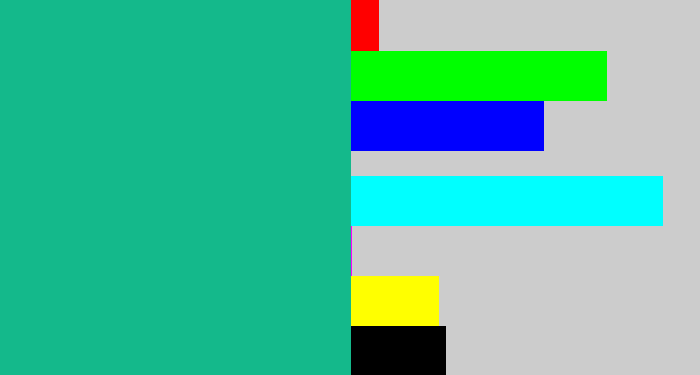 Hex color #14b98b - green blue