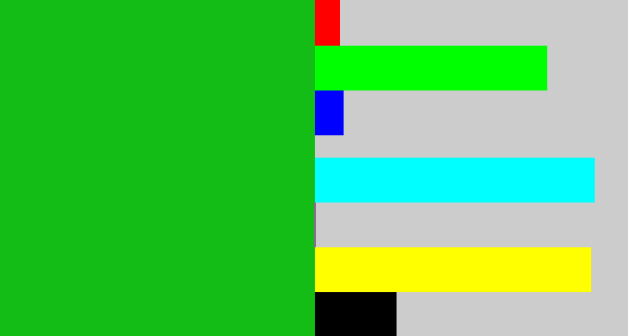 Hex color #14bc16 - green