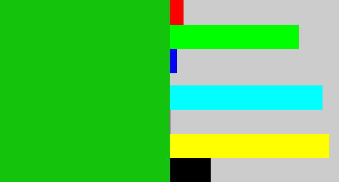 Hex color #14c30b - green