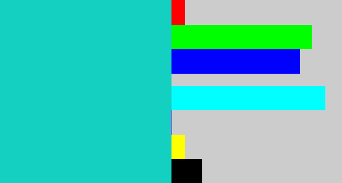 Hex color #14d0c0 - aquamarine