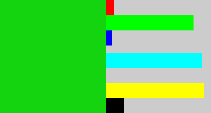 Hex color #14d30f - vibrant green