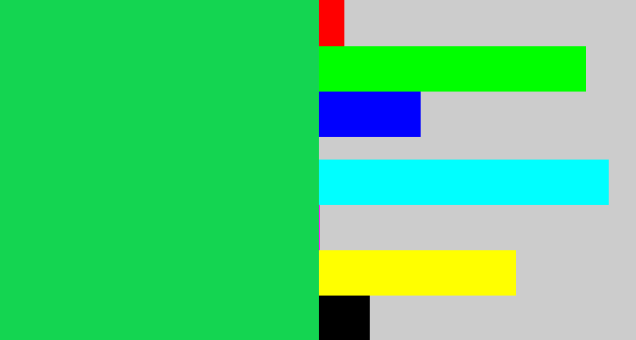 Hex color #14d551 - shamrock green