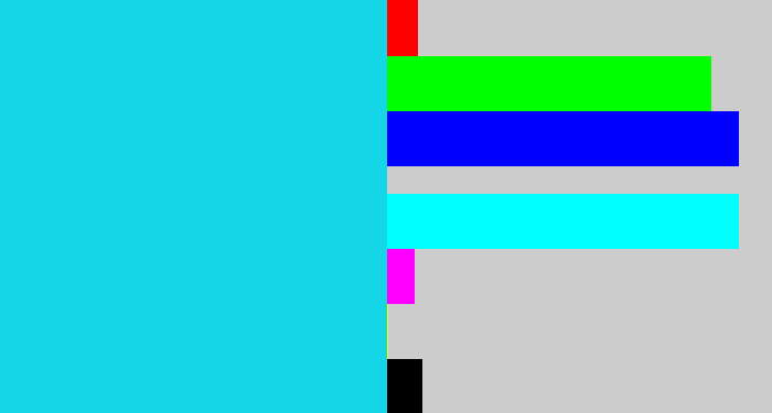Hex color #14d6e7 - aqua blue