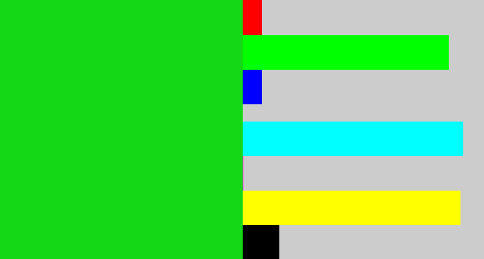 Hex color #14d815 - vibrant green