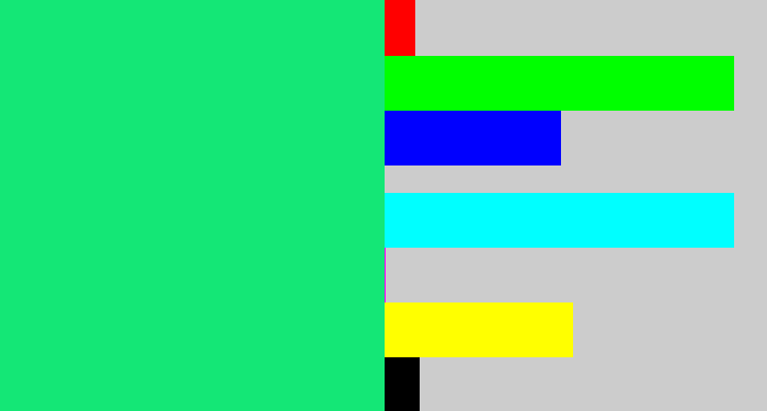 Hex color #14e776 - tealish green