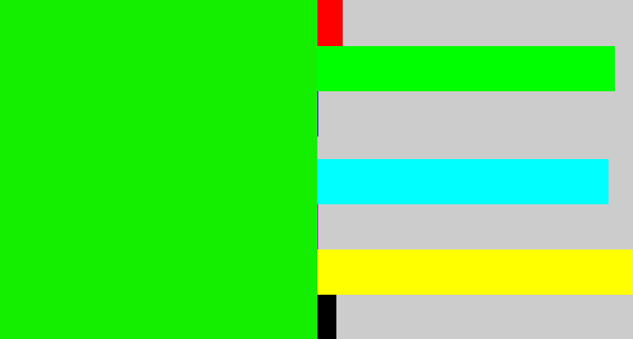 Hex color #14ef00 - highlighter green