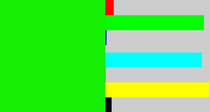 Hex color #14ef02 - highlighter green