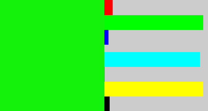 Hex color #14f20b - highlighter green