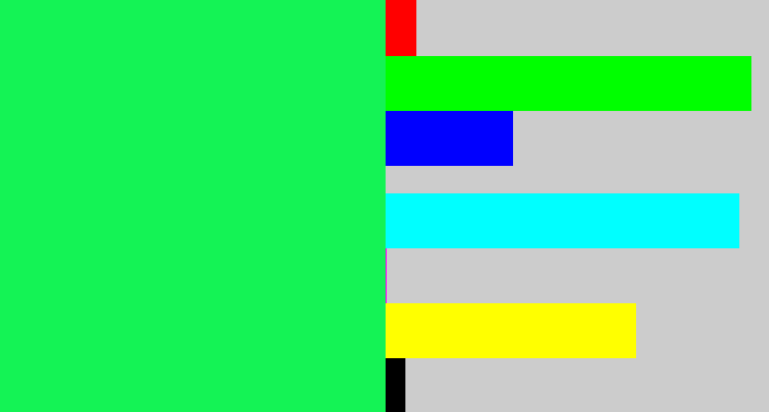 Hex color #14f355 - bright light green