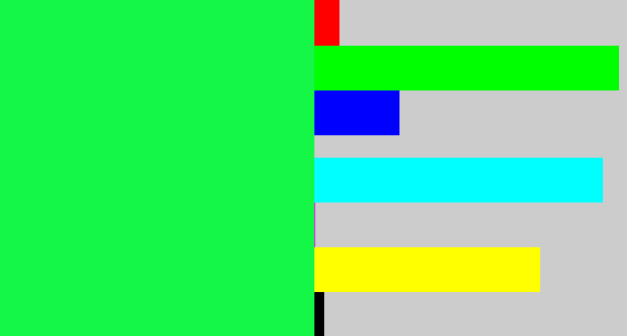 Hex color #14f746 - bright light green