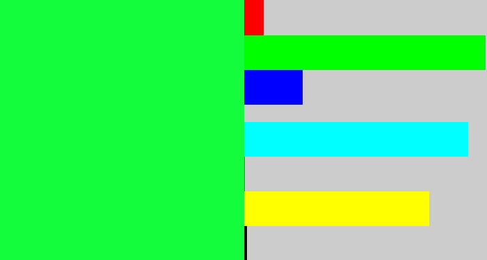 Hex color #14fd3c - hot green