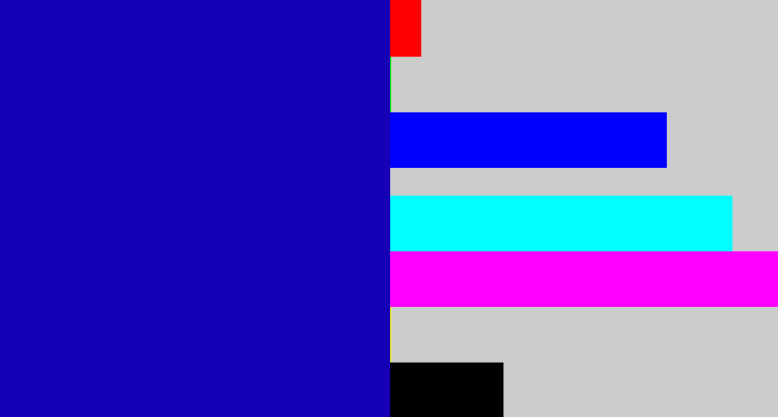 Hex color #1500b5 - ultramarine