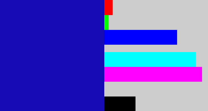Hex color #150ab3 - ultramarine