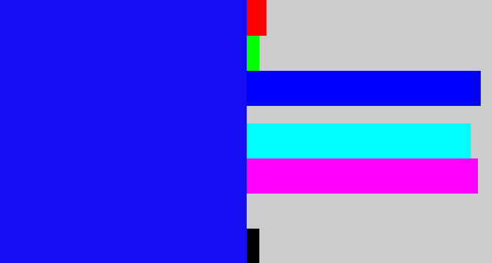 Hex color #150ef1 - strong blue