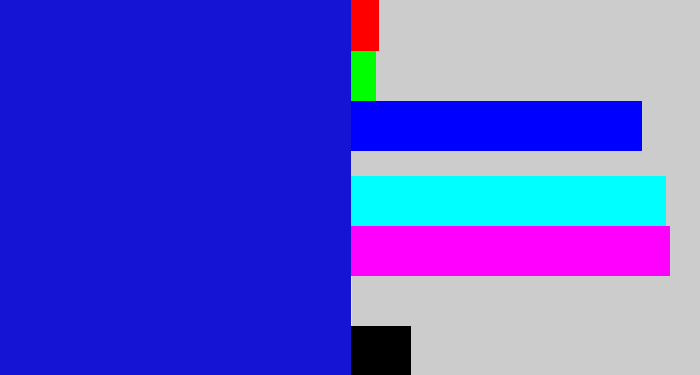 Hex color #1513d4 - ultramarine blue