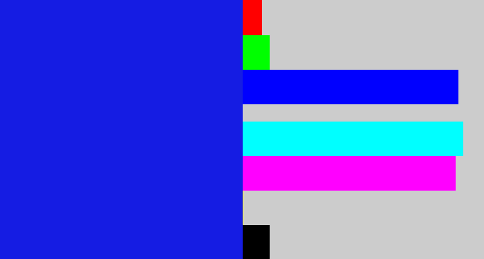 Hex color #151ce3 - ultramarine blue