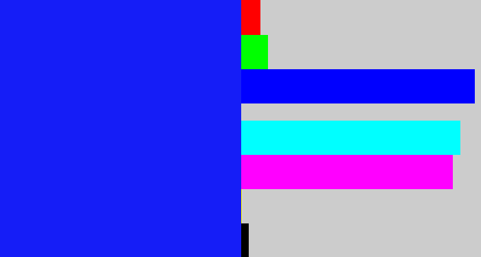 Hex color #151df7 - vivid blue