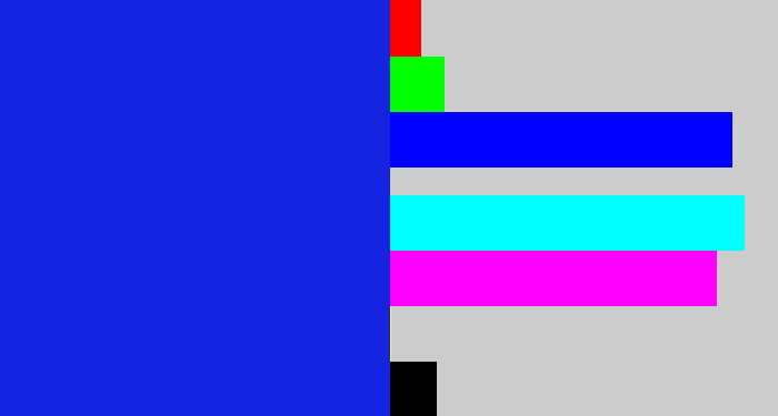 Hex color #1524e1 - vivid blue
