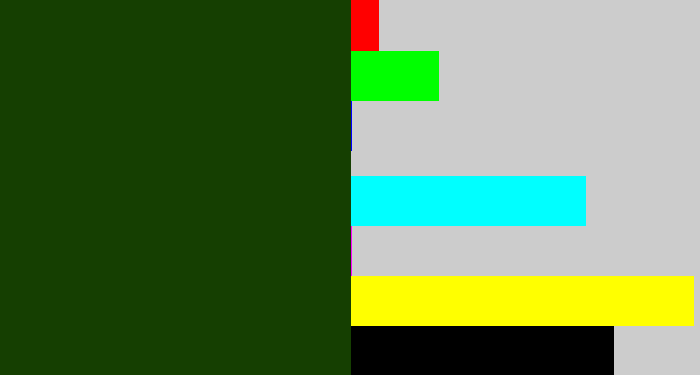 Hex color #153f01 - forrest green