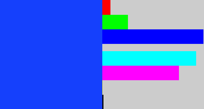 Hex color #1540fc - vivid blue