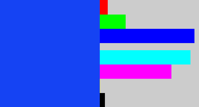 Hex color #1543f3 - vibrant blue
