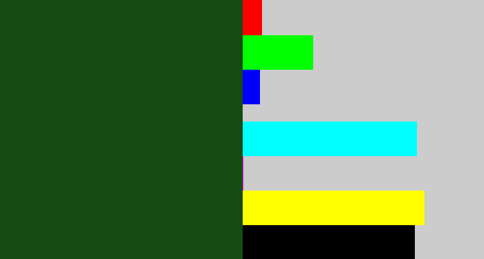 Hex color #154b13 - forrest green
