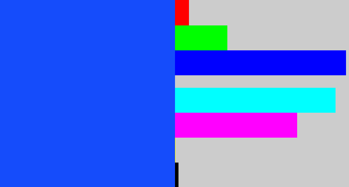 Hex color #154cfb - electric blue