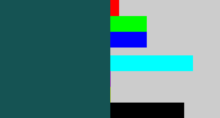 Hex color #155353 - dark green blue