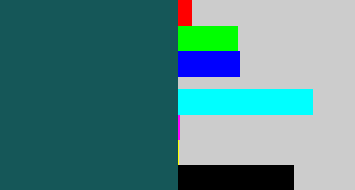 Hex color #155758 - dark green blue