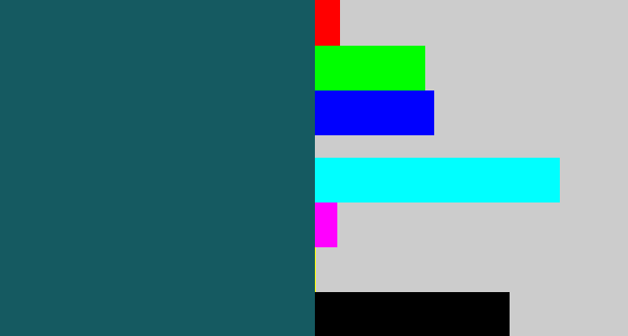 Hex color #155a61 - dark green blue