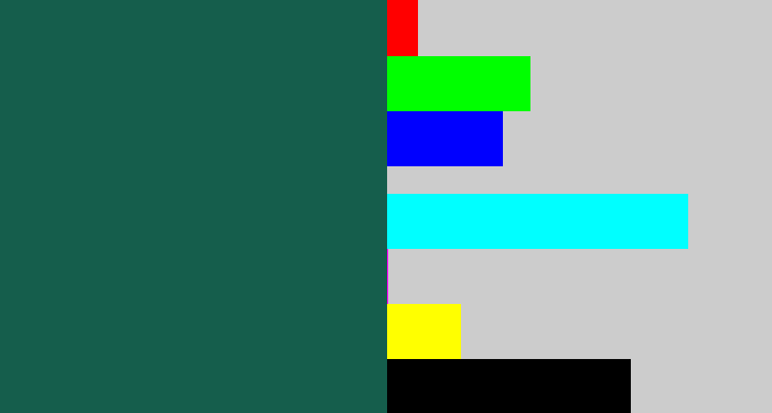 Hex color #155e4c - dark green blue