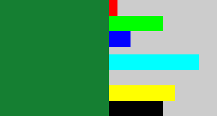 Hex color #157f32 - darkish green