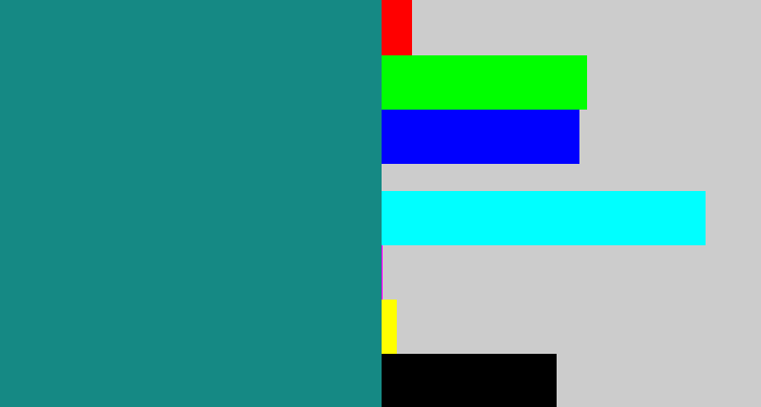 Hex color #158984 - greenish blue