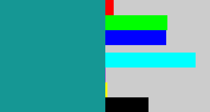 Hex color #159794 - blue/green